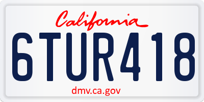 CA license plate 6TUR418