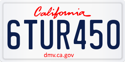 CA license plate 6TUR450