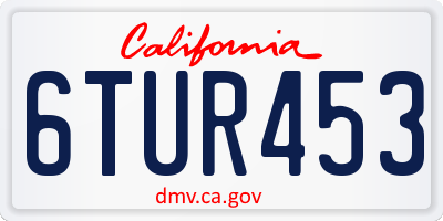 CA license plate 6TUR453