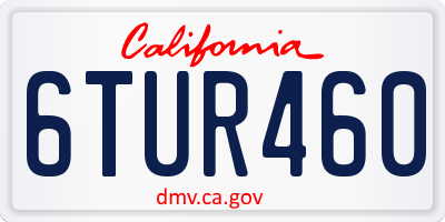 CA license plate 6TUR460