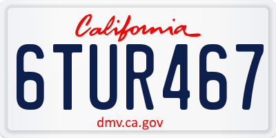 CA license plate 6TUR467