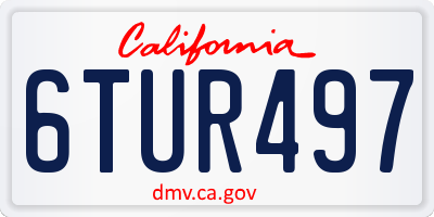 CA license plate 6TUR497