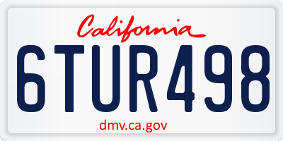 CA license plate 6TUR498
