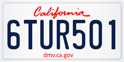CA license plate 6TUR501