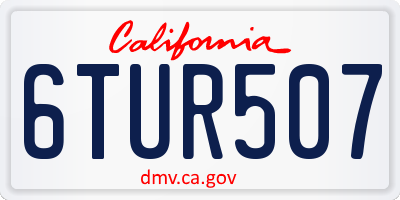 CA license plate 6TUR507