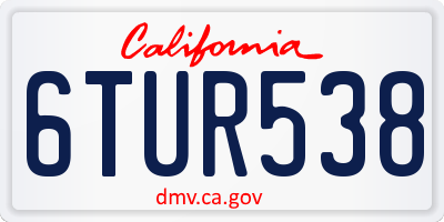 CA license plate 6TUR538