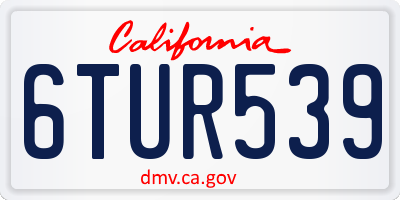 CA license plate 6TUR539