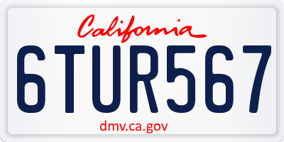 CA license plate 6TUR567