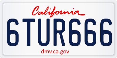 CA license plate 6TUR666
