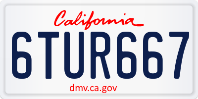 CA license plate 6TUR667