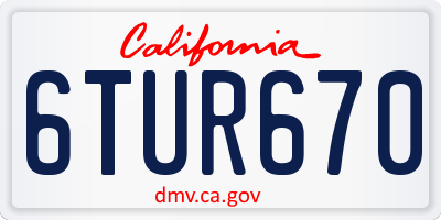 CA license plate 6TUR670