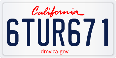 CA license plate 6TUR671