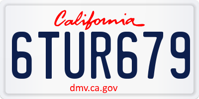 CA license plate 6TUR679