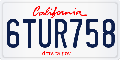 CA license plate 6TUR758