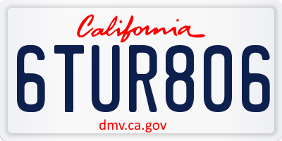 CA license plate 6TUR806