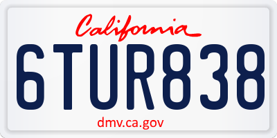 CA license plate 6TUR838