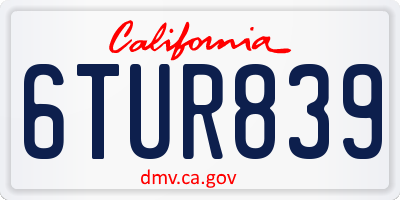 CA license plate 6TUR839