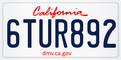 CA license plate 6TUR892