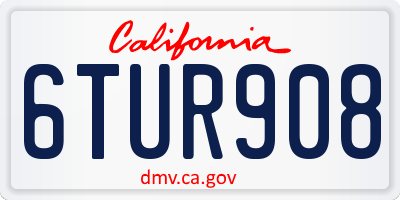 CA license plate 6TUR908