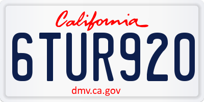 CA license plate 6TUR920