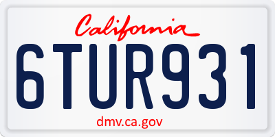 CA license plate 6TUR931