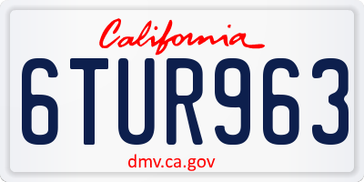 CA license plate 6TUR963