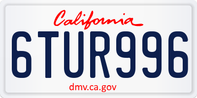 CA license plate 6TUR996