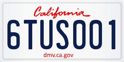 CA license plate 6TUS001