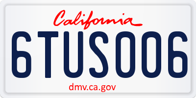 CA license plate 6TUS006