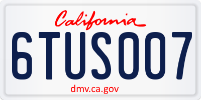 CA license plate 6TUS007
