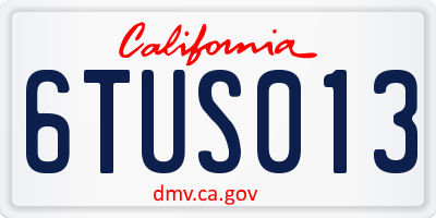 CA license plate 6TUS013