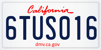 CA license plate 6TUS016