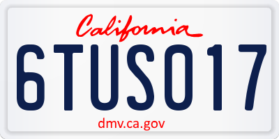 CA license plate 6TUS017
