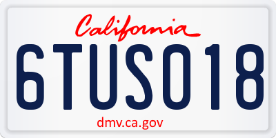 CA license plate 6TUS018