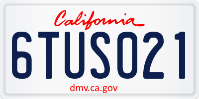 CA license plate 6TUS021