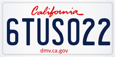 CA license plate 6TUS022