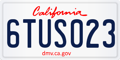 CA license plate 6TUS023