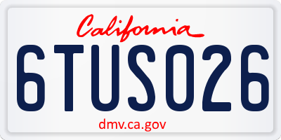 CA license plate 6TUS026