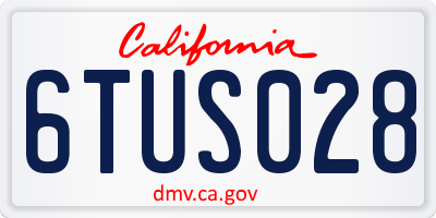 CA license plate 6TUS028