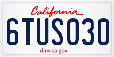 CA license plate 6TUS030