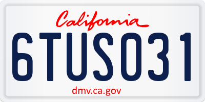 CA license plate 6TUS031