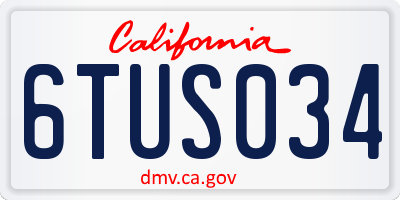 CA license plate 6TUS034