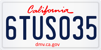 CA license plate 6TUS035