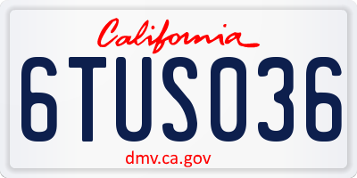 CA license plate 6TUS036