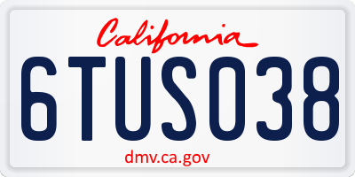 CA license plate 6TUS038