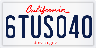 CA license plate 6TUS040