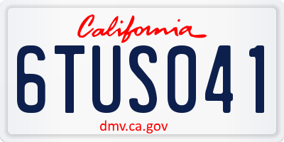 CA license plate 6TUS041