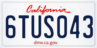 CA license plate 6TUS043