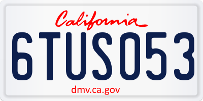 CA license plate 6TUS053