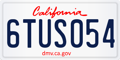CA license plate 6TUS054